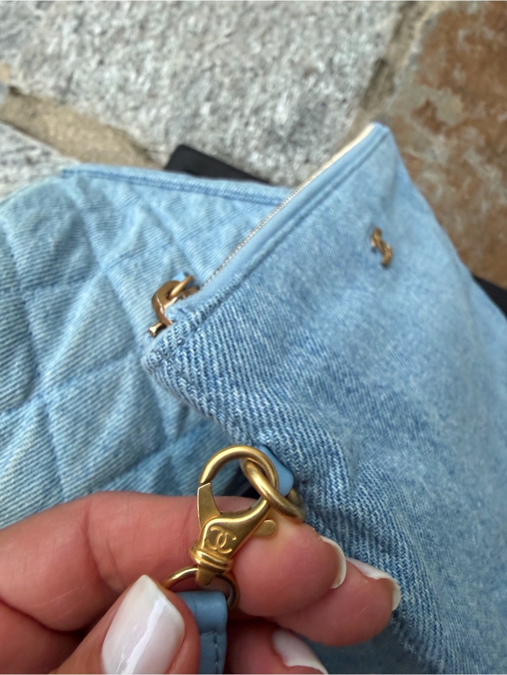 CHANEL 25 Light Blue Quilted Denim Bag with Pochette GHW GREAT PRICE! - Picture 12 of 16